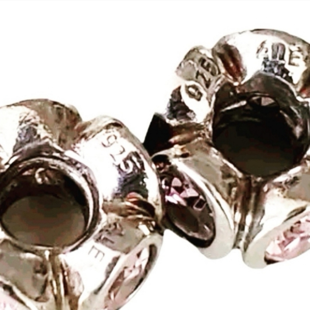 PAIR of Authentic Pandora charms " Oval lights pink " #790311PCZ - Picture 3 of 16
